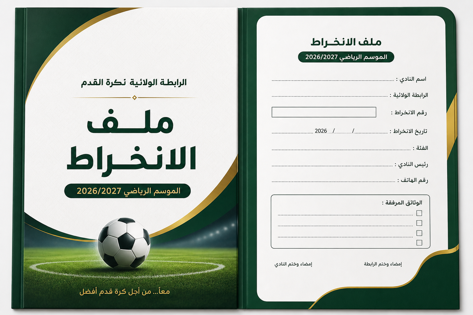 ملف الانخراط لموسم الرياضي  2027/2026